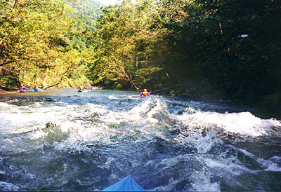 Some of the mild rapids along the river