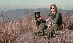 Rudy, Piper, and Jay at Sam's Knob Summit in Pisgah National Forest, NC